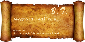 Berghold Teónia névjegykártya